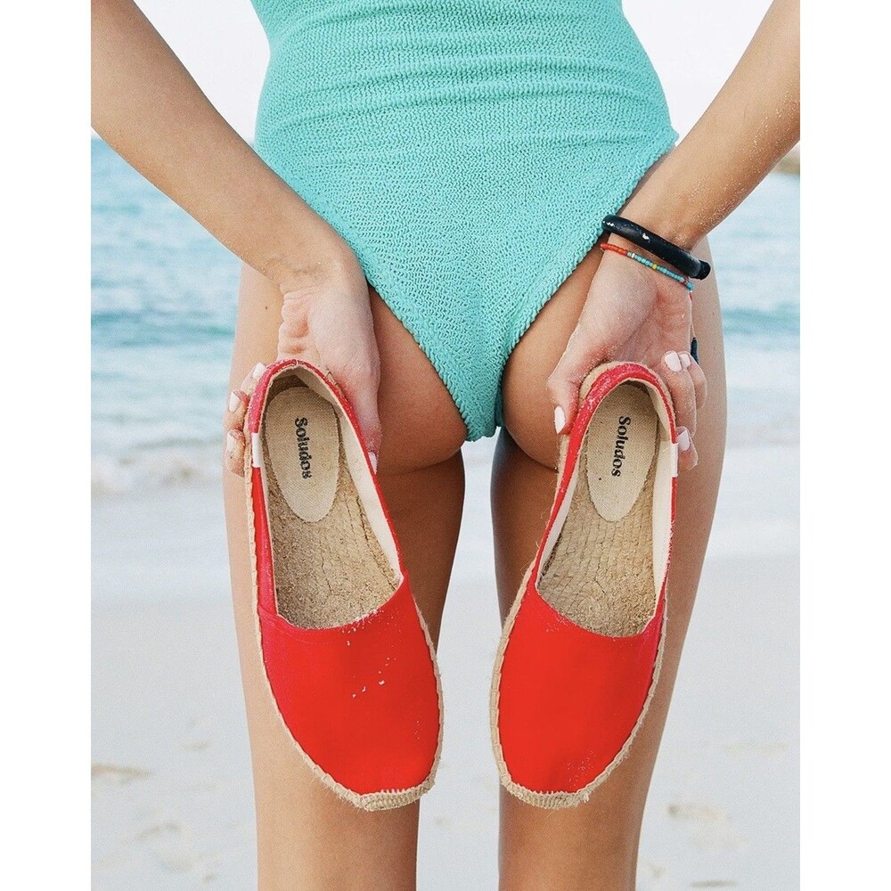 NWOT 🌺 Soludos Orignal Dali Espadrille Women’s Sz 10 Canvas Slip On Shoes Red